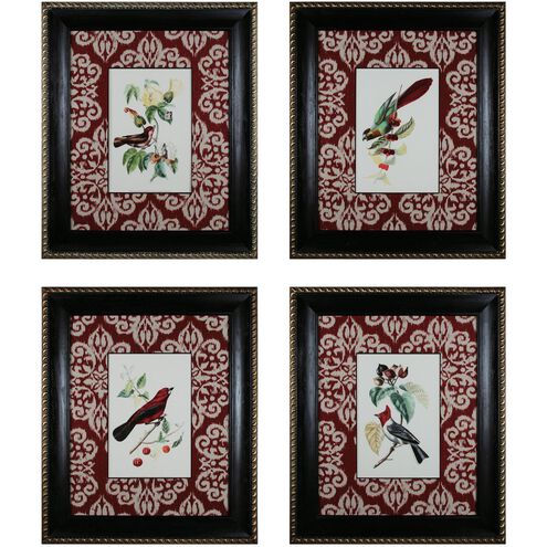 Cuvier Exotic Birds Red with White and Black Framed Wall Art