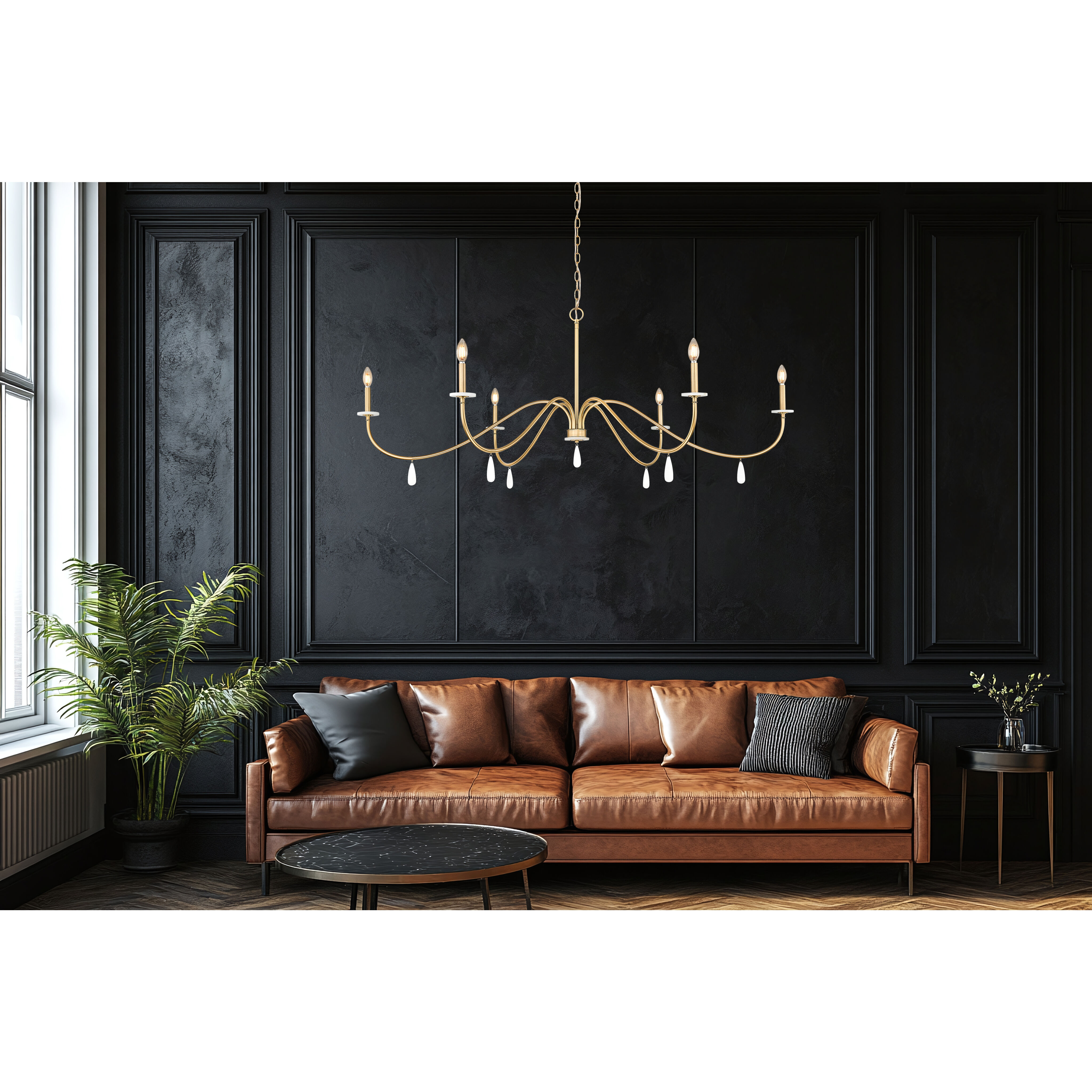 Toussant 6 Light 63 inch Mondern Gold Chandelier Ceiling Light in Modern Gold