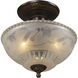 Restoration 3 Light 11 inch Antique Golden Bronze Semi Flush Mount Ceiling Light