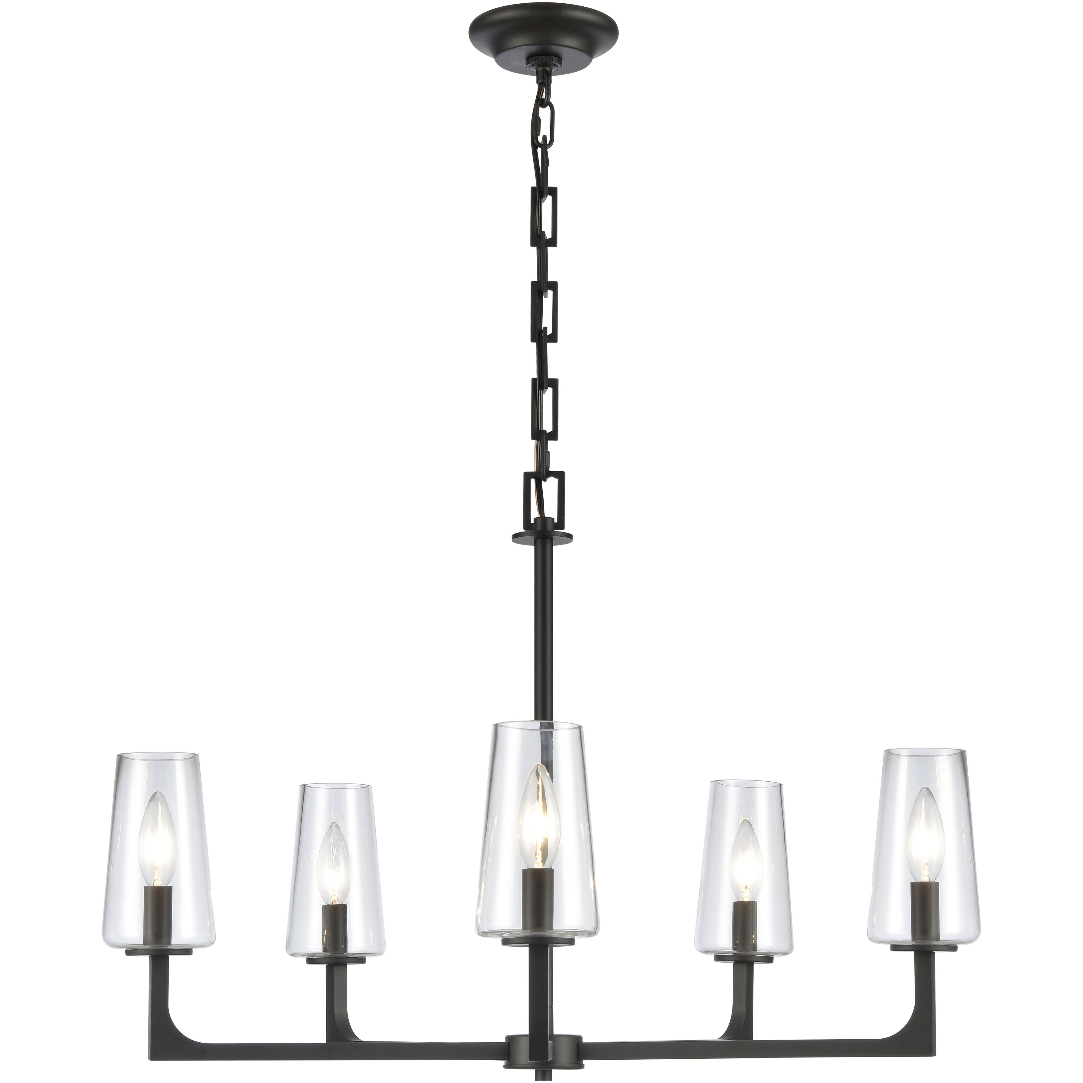 Fitzroy 5 Light 28 inch Matte Black Chandelier Ceiling Light