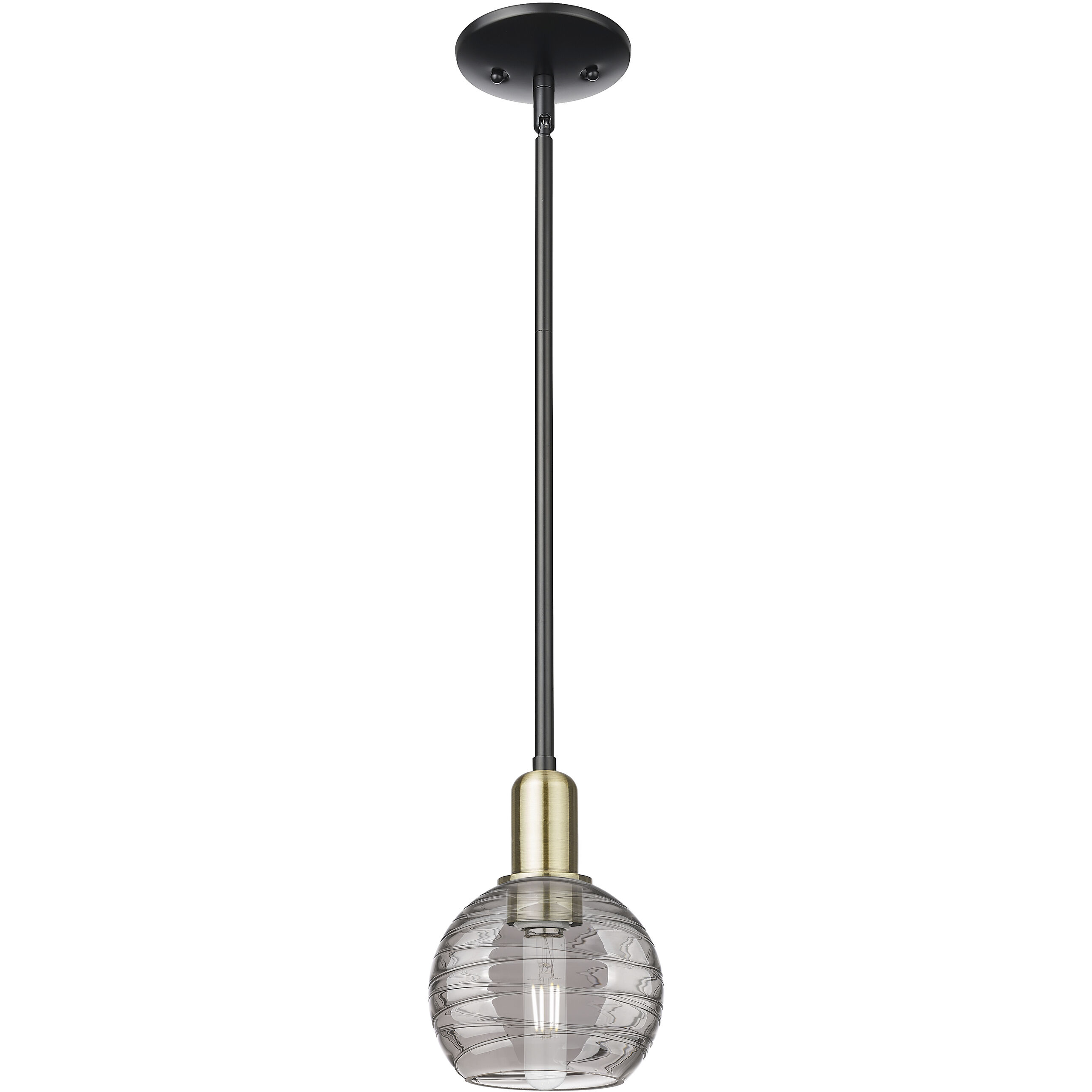 Athens Deco Swirl 1 Light 5.88 inch Black Antique Brass Mini Pendant Ceiling Light