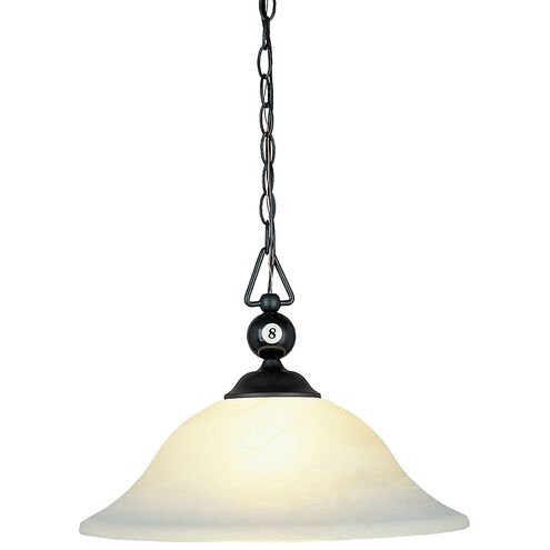 Billiard Motif 1 Light 16 inch Matte Black with White Pendant Ceiling Light