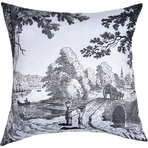 Dann Foley 24 inch Matte Black and White Decorative Pillow