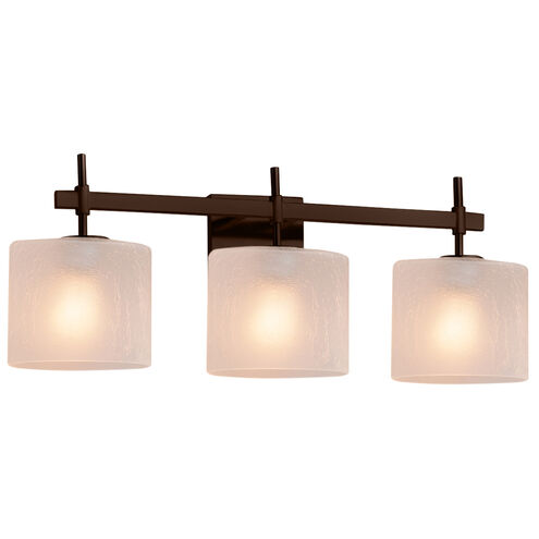 Fusion 3 Light 22 inch Dark Bronze Bath Bar Wall Light in Oval, Incandescent, Frosted Crackle Fusion