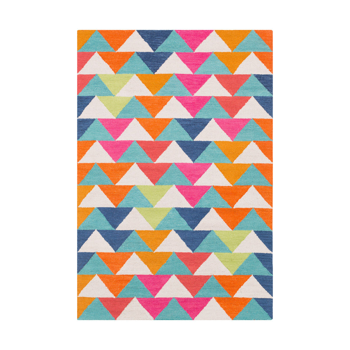 Technicolor 90 X 60 inch Mint/Lime/Ivory/Bright Pink/Bright Orange/Coral Rugs, Wool