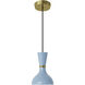 Clare 1 Light 7 inch Baby Blue with Modern Brass Pendant Ceiling Light
