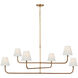 Chapman & Myers Basden LED 60 inch Antique-Burnished Brass and Natural Rattan Three Tier Chandelier Ceiling Light, Grande