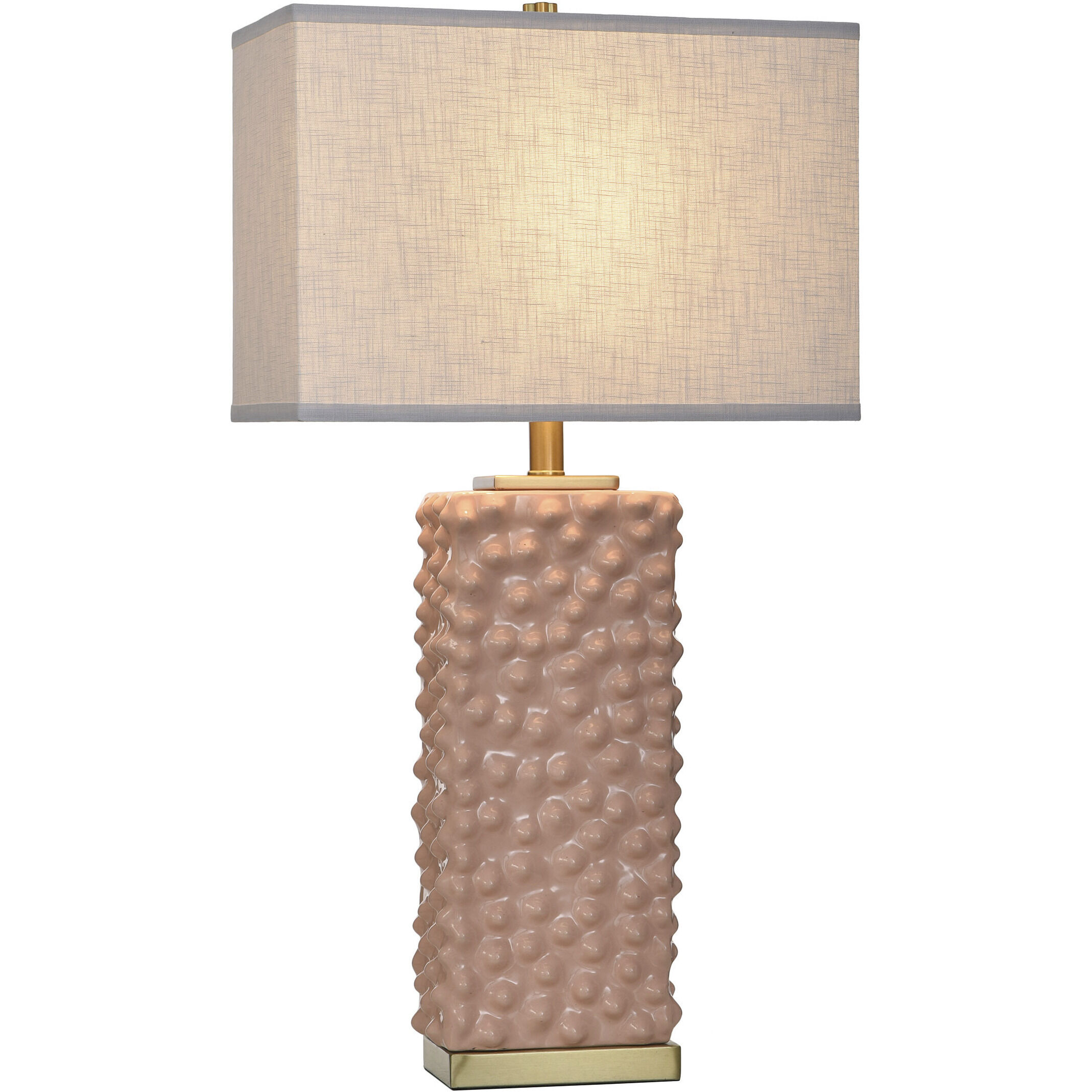 Edmund 30 inch 60 watt Polished Brass and Pearl Blush Table Lamp Portable Light
