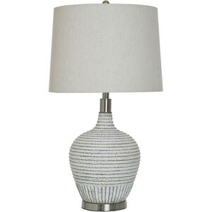 Cameron 30 inch 100.00 watt Ridged White Wash Table Lamp Portable Light