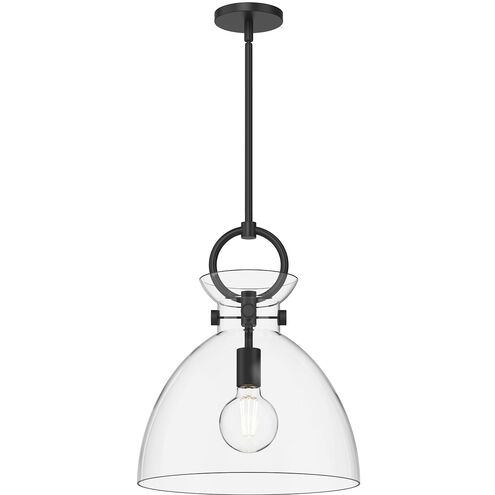 Alora Mood Waldo 1 Light 14 inch Matte Black Pendant Ceiling Light in Clear