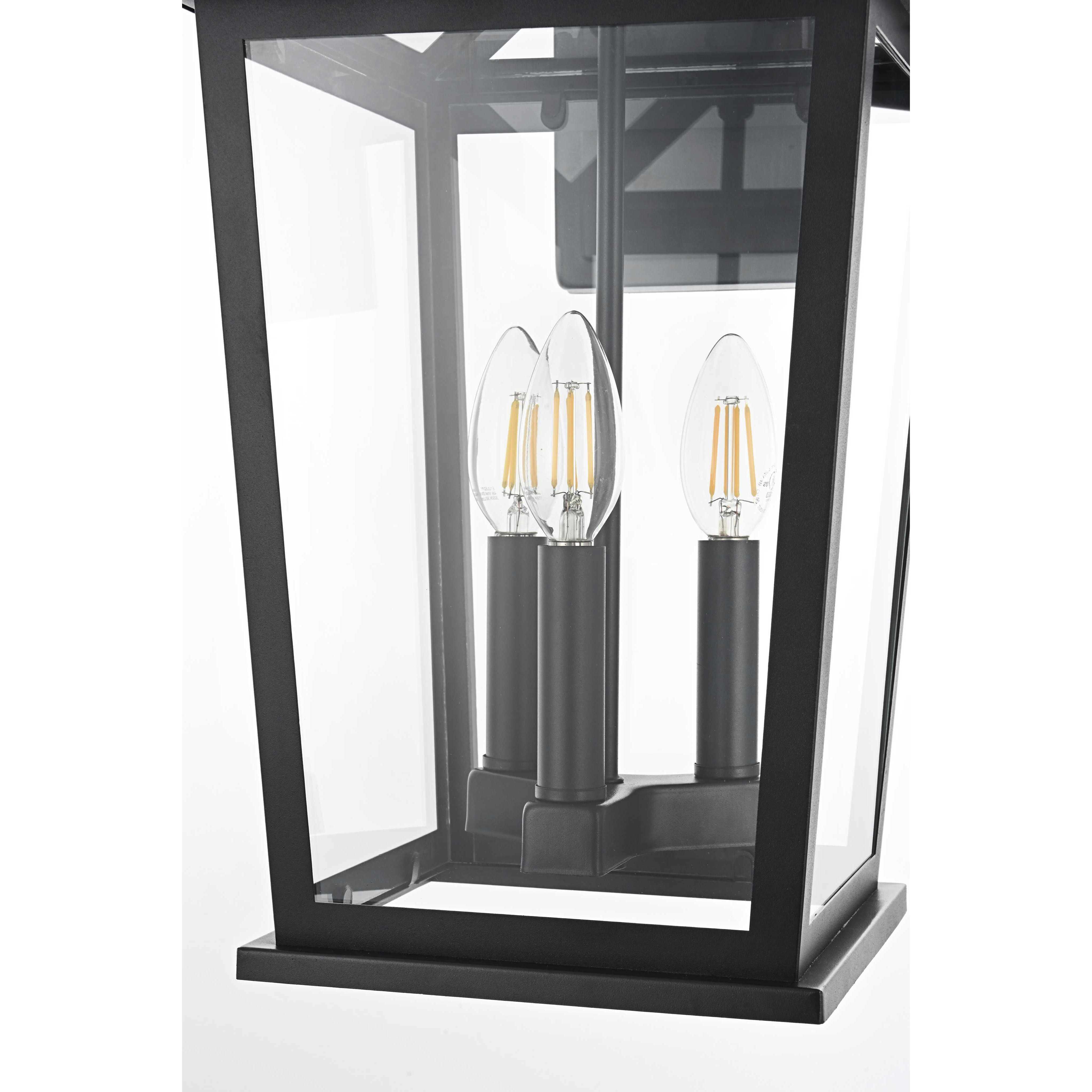 Cayman 3 Light 16 inch Black Outdoor Wall Sconce