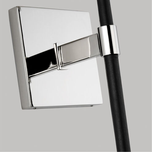Katie 1 Light Polished Nickel / Black Leather Wall Sconce Wall Light 