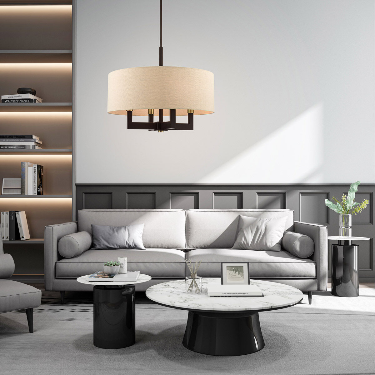 Cresthaven 4 Light 24 inch Bronze with Antique Brass Accents Chandelier Ceiling Light