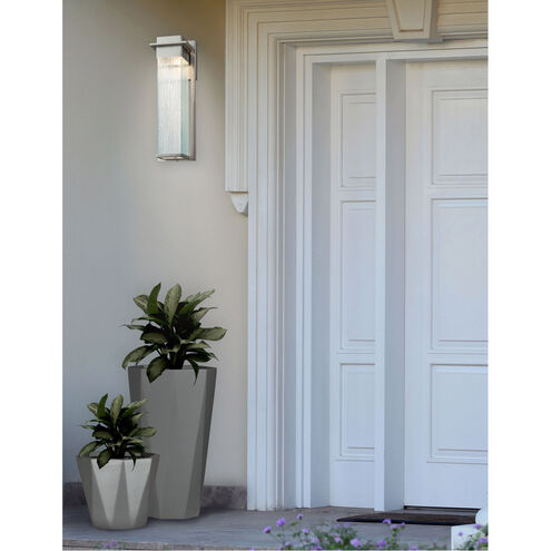 Fusion 16.5 inch Brushed Nickel Outdoor Wall Sconce in Rain Fusion