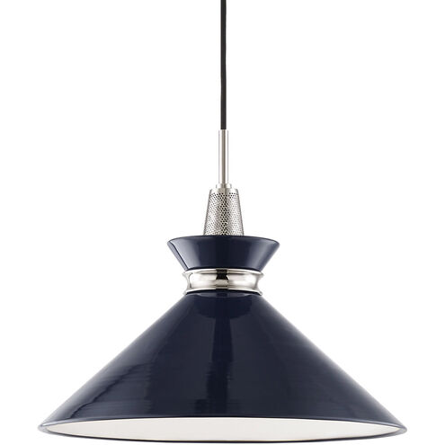 Kiki 1 Light 18 inch Polished Nickel Pendant Ceiling Light in Navy Metal