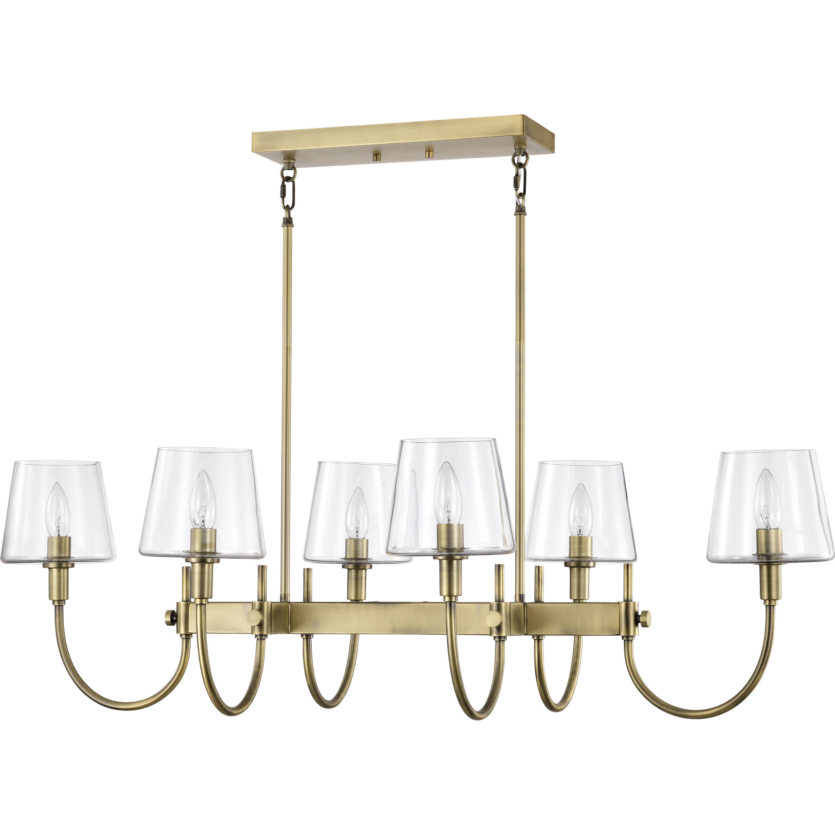 Brookside 6 Light 25 inch Vintage Brass Island Pendant Ceiling Light