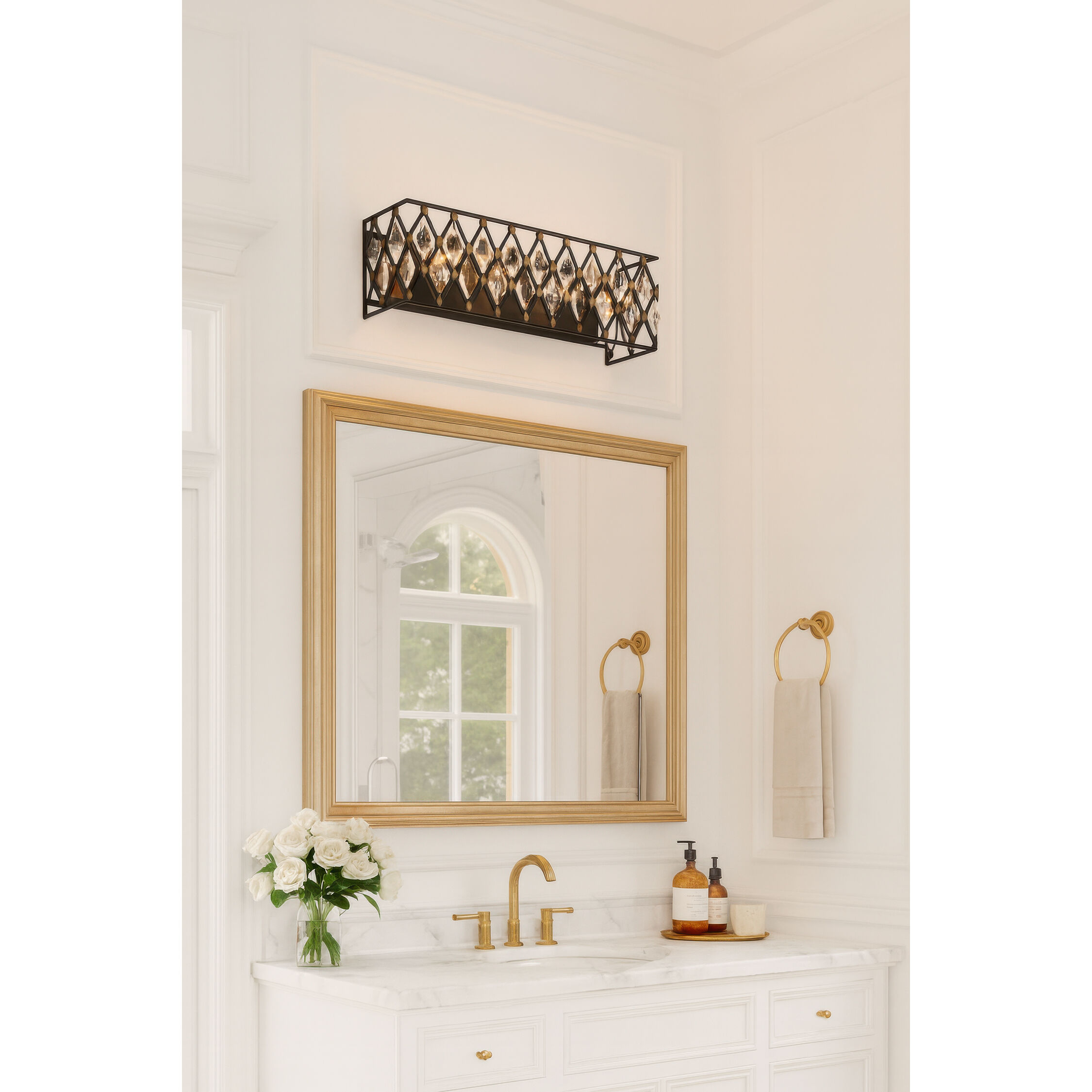 Windsor 3 Light 23.75 inch Carbon and Havana Gold Bath Vanity Light Wall Light