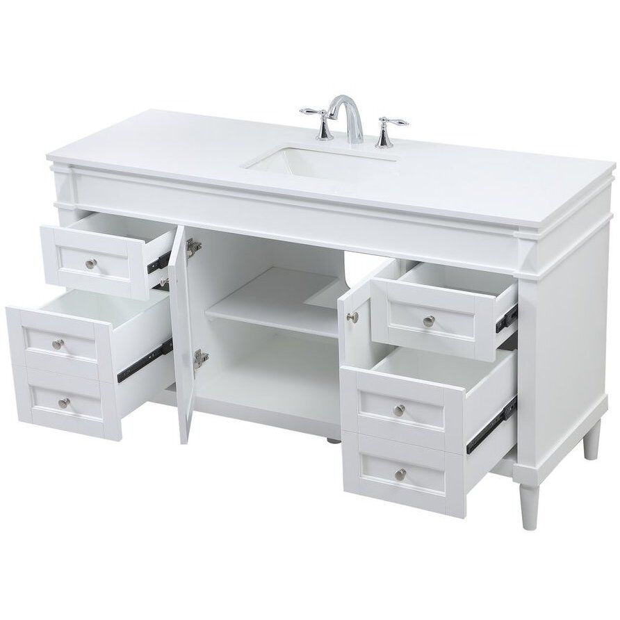 Bennett 60 X 21 X 35 inch White Vanity Sink Set