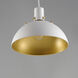 Dawn 1 Light 12 inch White and Satin Brass Single Pendant Ceiling Light