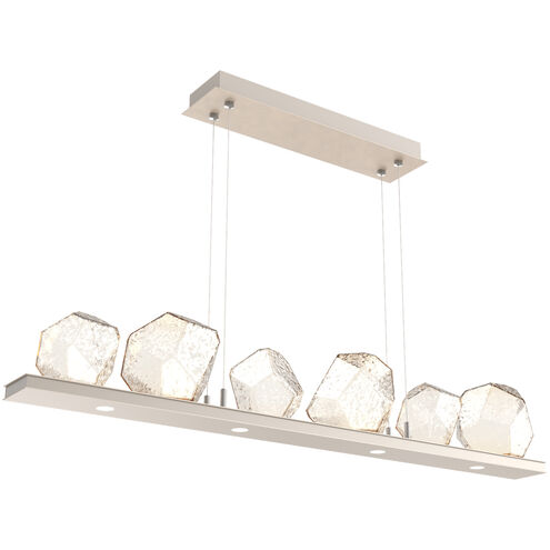 Gem LED 44 inch Beige Silver Linear Pendant Ceiling Light in 3000K LED, Metallic Beige Silver, Amber, Bezel