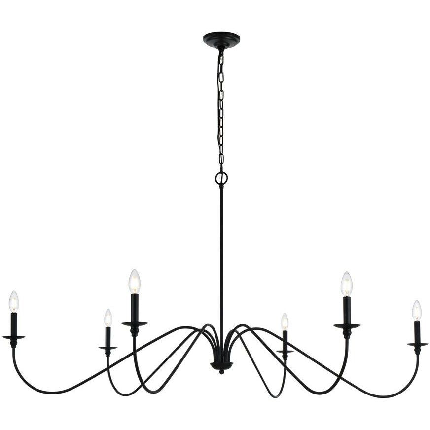 Rohan 6 Light 60 inch Matte Black Chandelier Ceiling Light