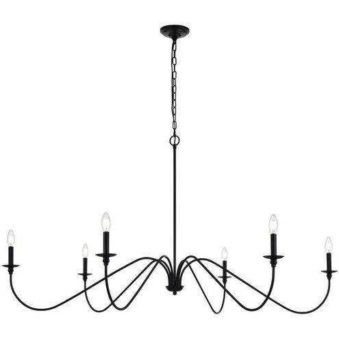 Rohan 6 Light 60 inch Matte Black Chandelier Ceiling Light