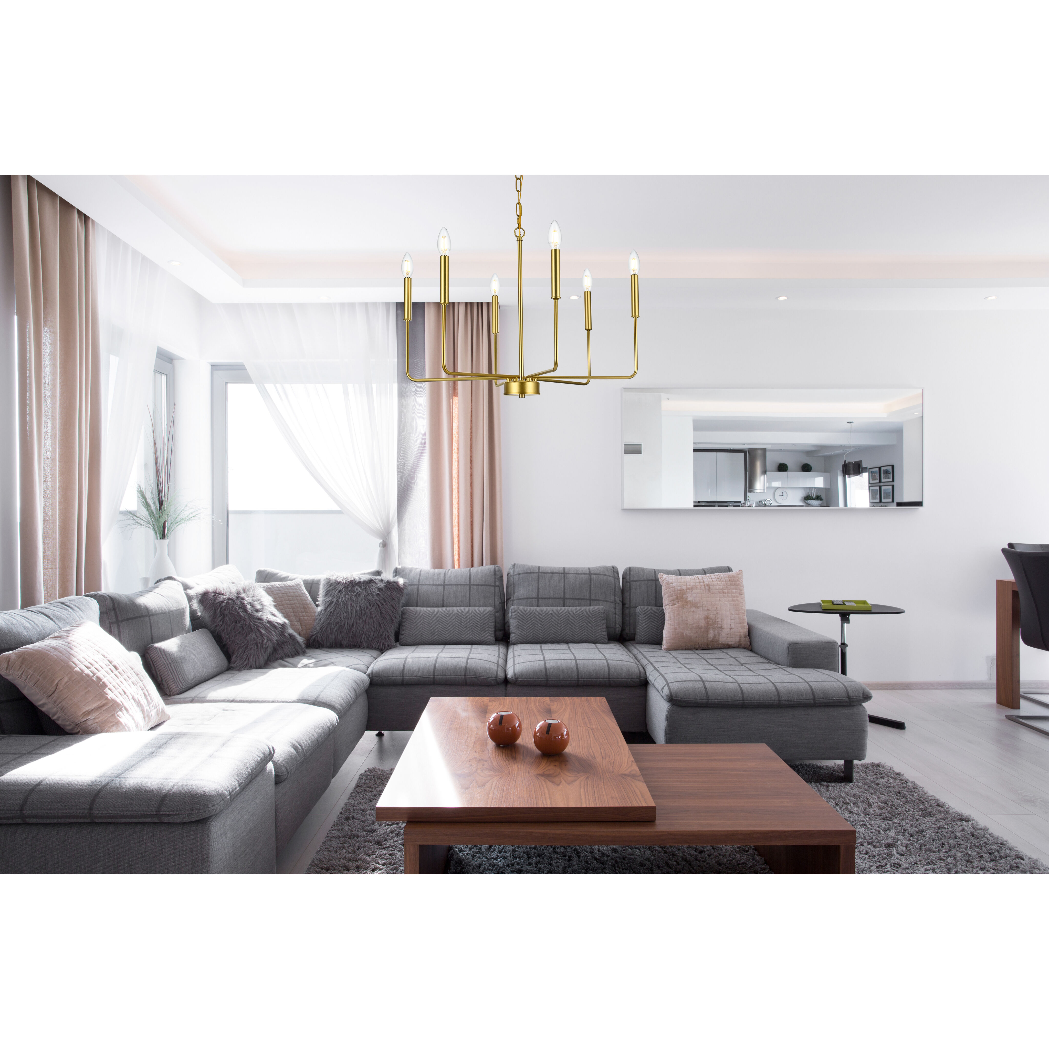 Willa 6 Light 26 inch Brass Pendant Ceiling Light