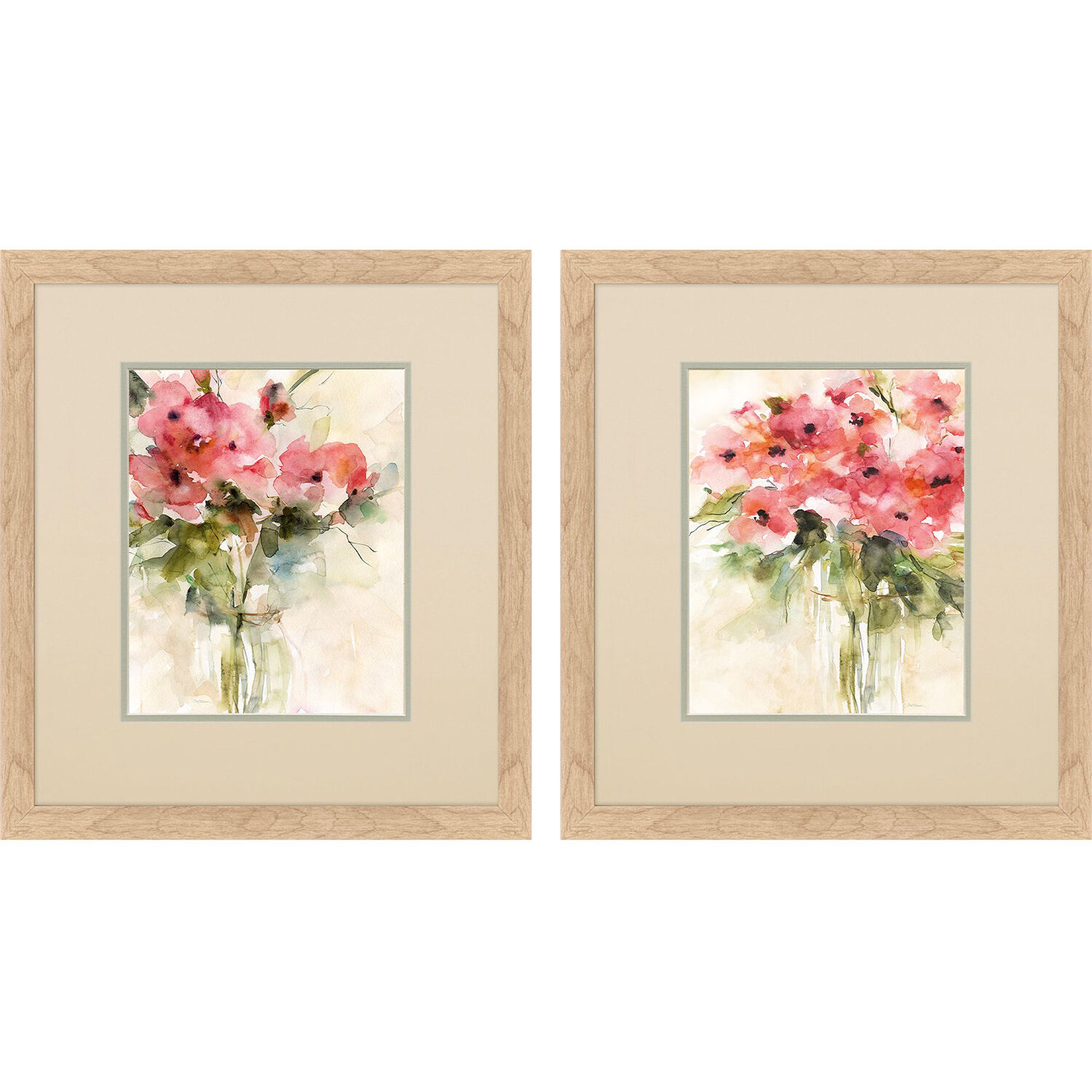 Casual Bouquet Red and Green and Rust Framed Art, Propac