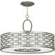 Allegretto 5 Light 40 inch Silver Pendant Ceiling Light in Silver Leaf, White Fabric