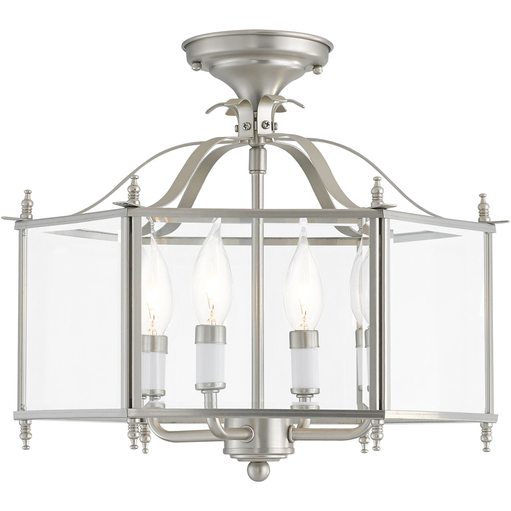 Livingston 4 Light 16 inch Brushed Nickel Convertible Pendant/Ceiling Mount Ceiling Light