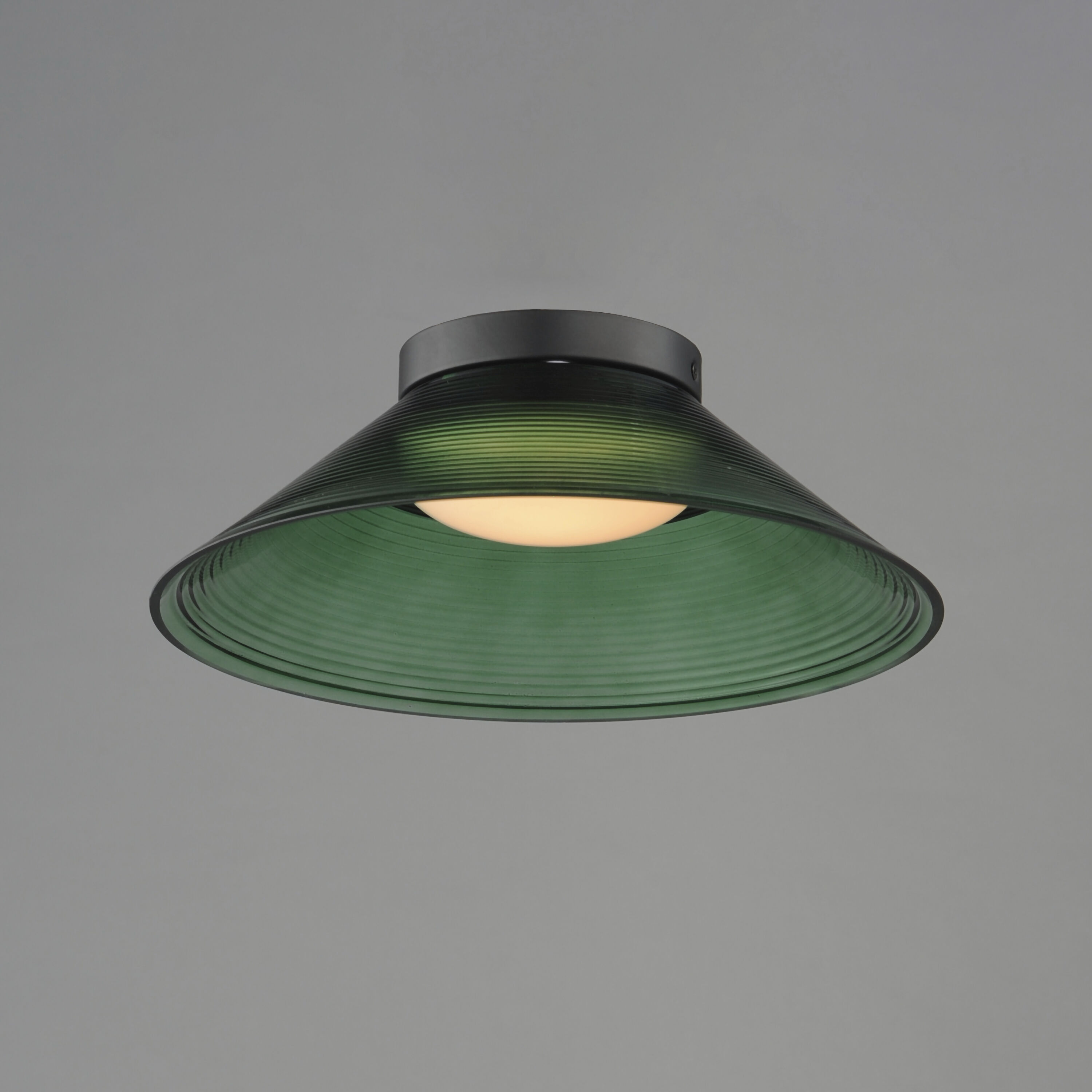 Jensen LED 11.75 inch Black Semi-Flush Mount Ceiling Light in Green