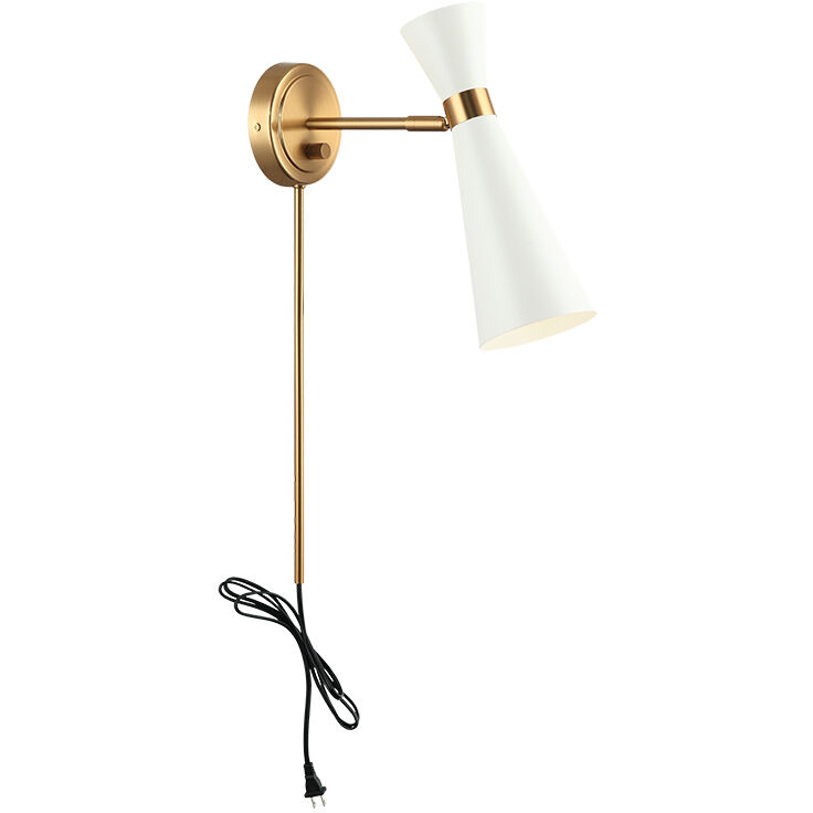 Blaze Wall Sconce Wall Light in Aged Gold Brass and White