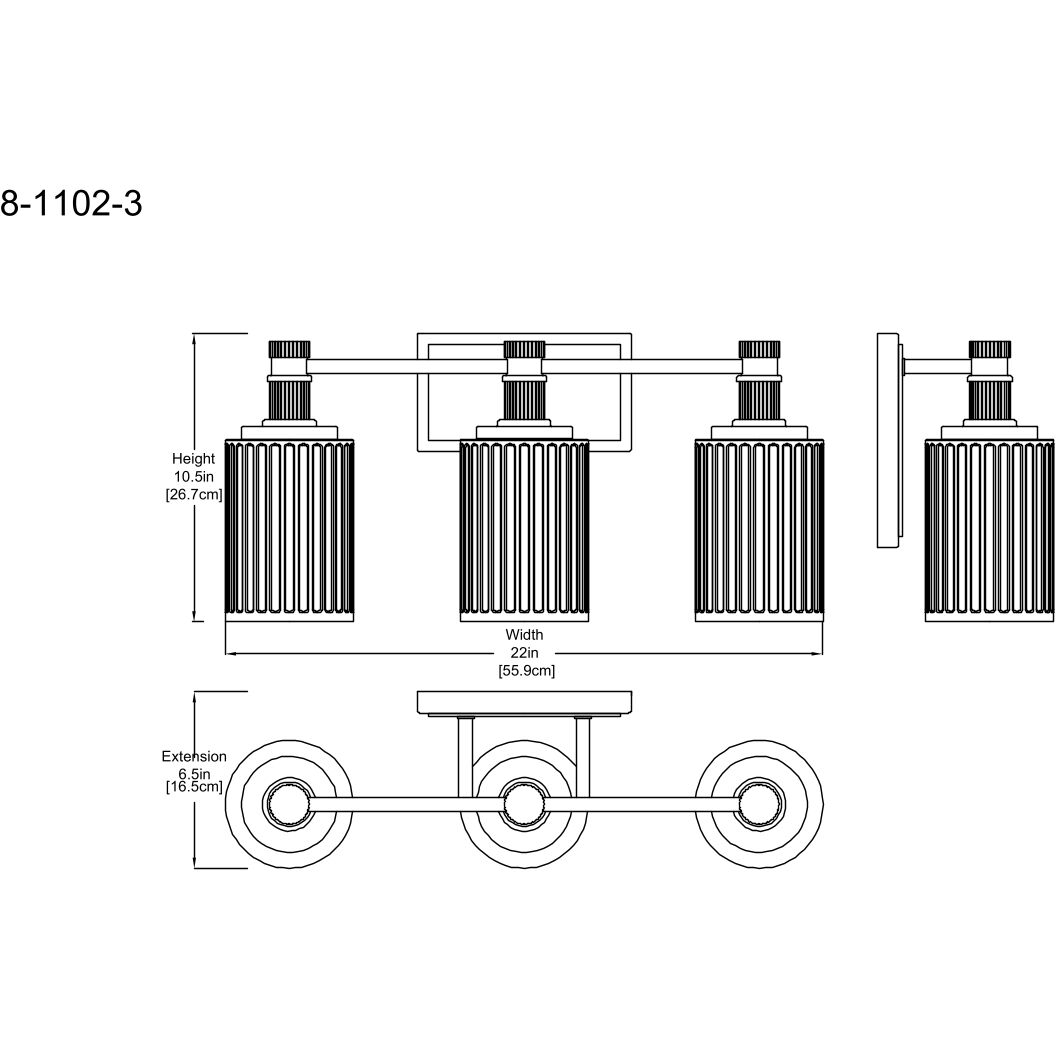 Concord 3 Light 22 inch Silver and Polished Nickel Bathroom Vanity Light Wall Light