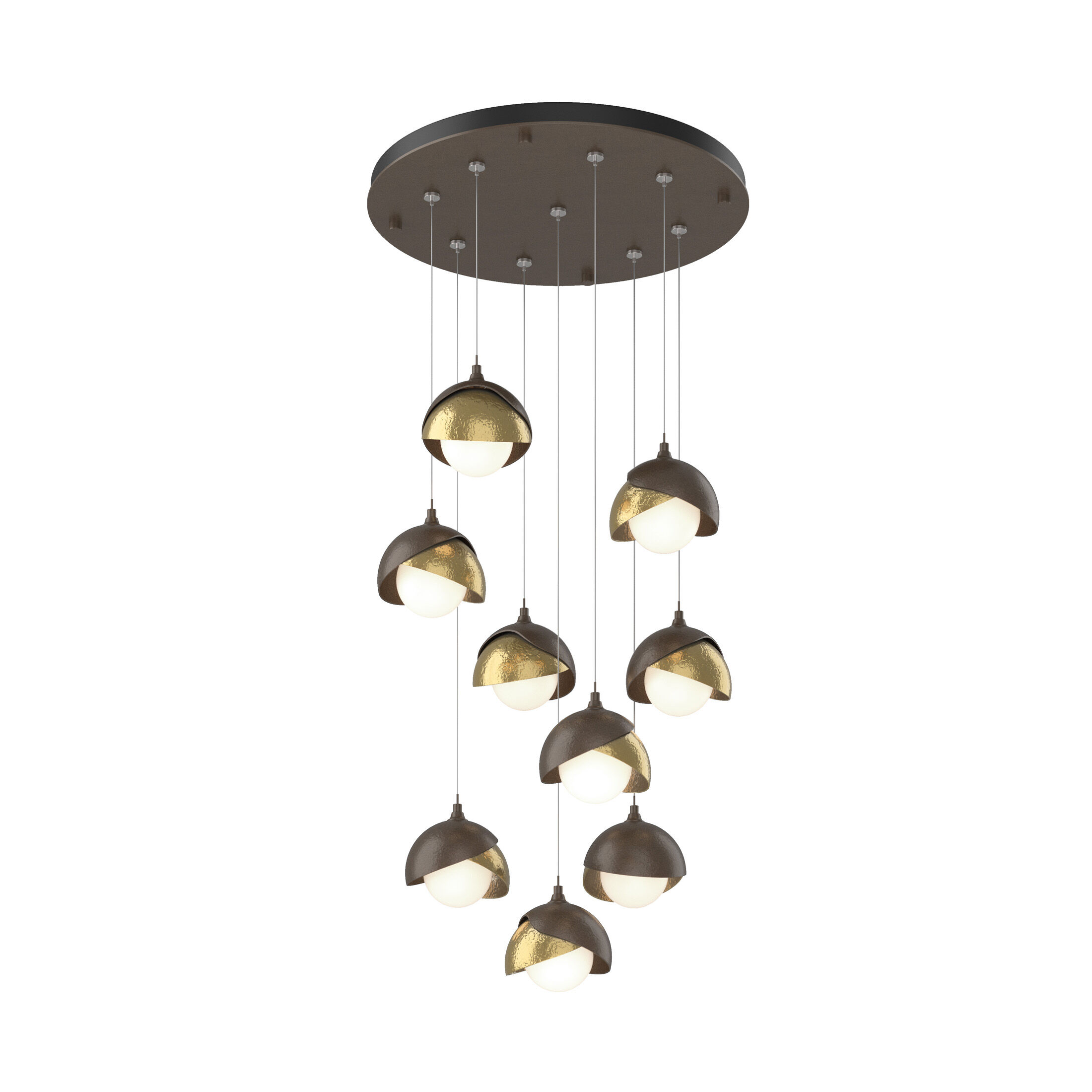 Brooklyn 9 Light 20.5 inch Bronze and Modern Brass Pendant Ceiling Light in Bronze/Modern Brass, Round