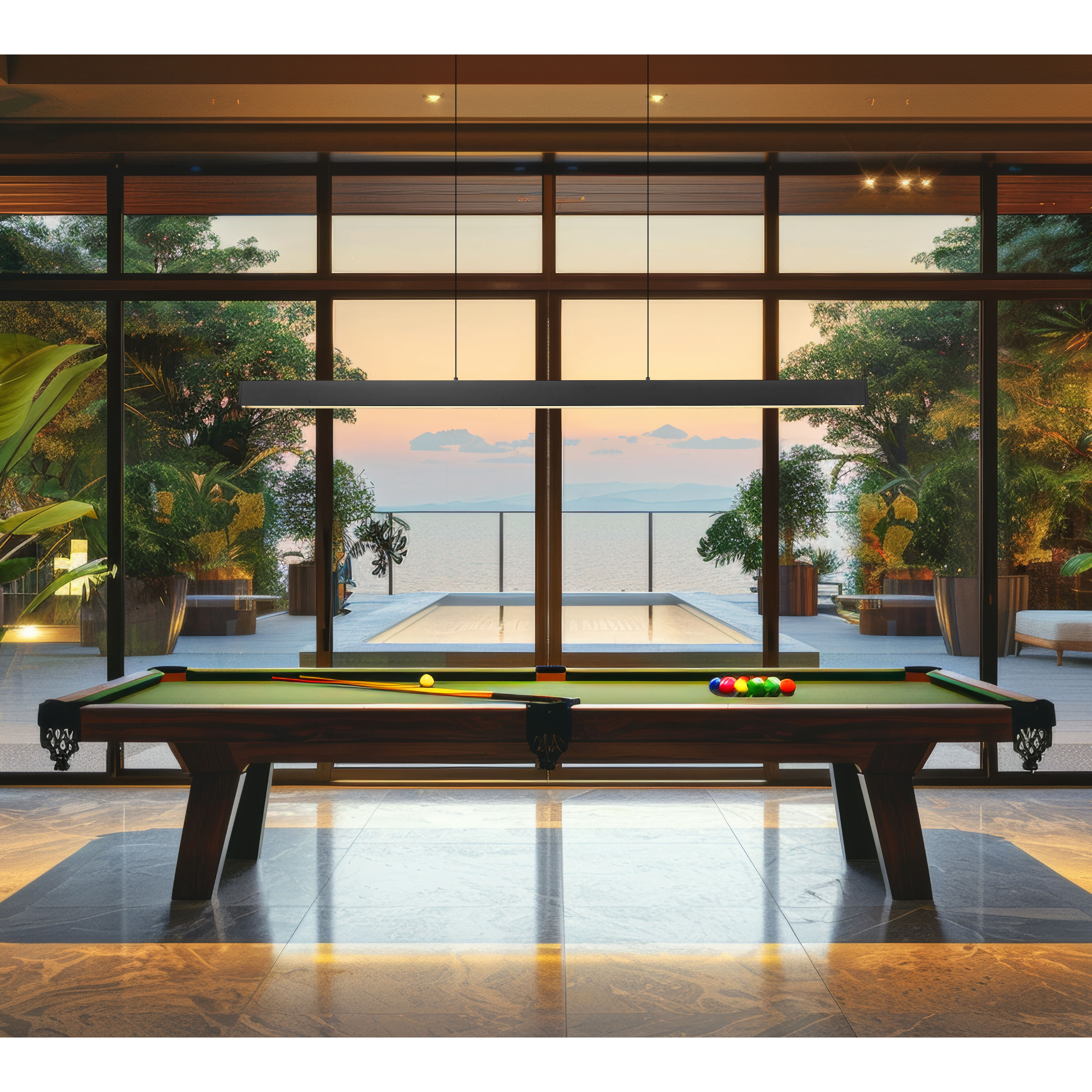 Hudson LED 72 inch Matte Black Linear Chandelier Ceiling Light