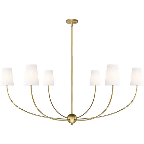 Shannon 6 Light 62 inch Rubbed Brass Chandelier Ceiling Light