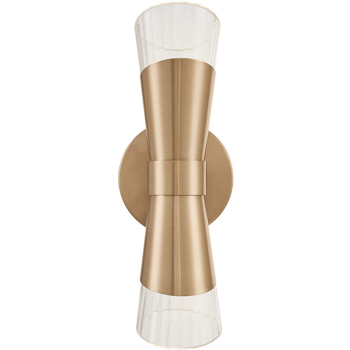 Fusion Collection - Lugano Family 1 Light 4.75 inch Brushed Brass and Ribbed Clear ADA Wall Sconce Wall Light, EVOLV