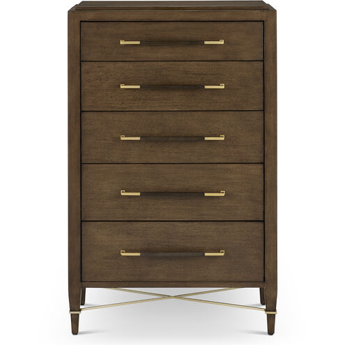 Verona Lacquered Black Linen and Champagne Five-Drawer Chest