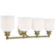 Melrose 4 Light 33.5 inch Warm Brass Bathroom Vanity Light Wall Light, Essentials