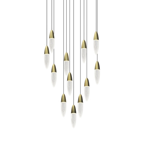 Sultana LED 25.25 inch Satin Brass and Clear Pendant Ceiling Light