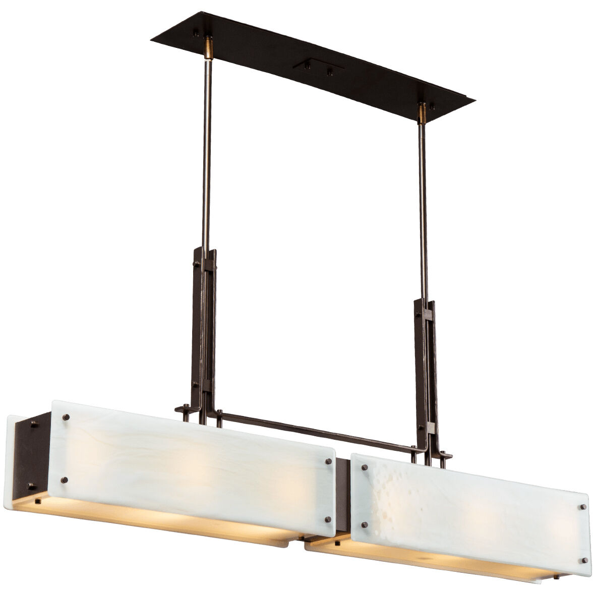 Urban Loft 6 Light 44.4 inch Burnished Bronze Linear Pendant Ceiling Light in Frosted Granite, E26 Incandescent, Trestle