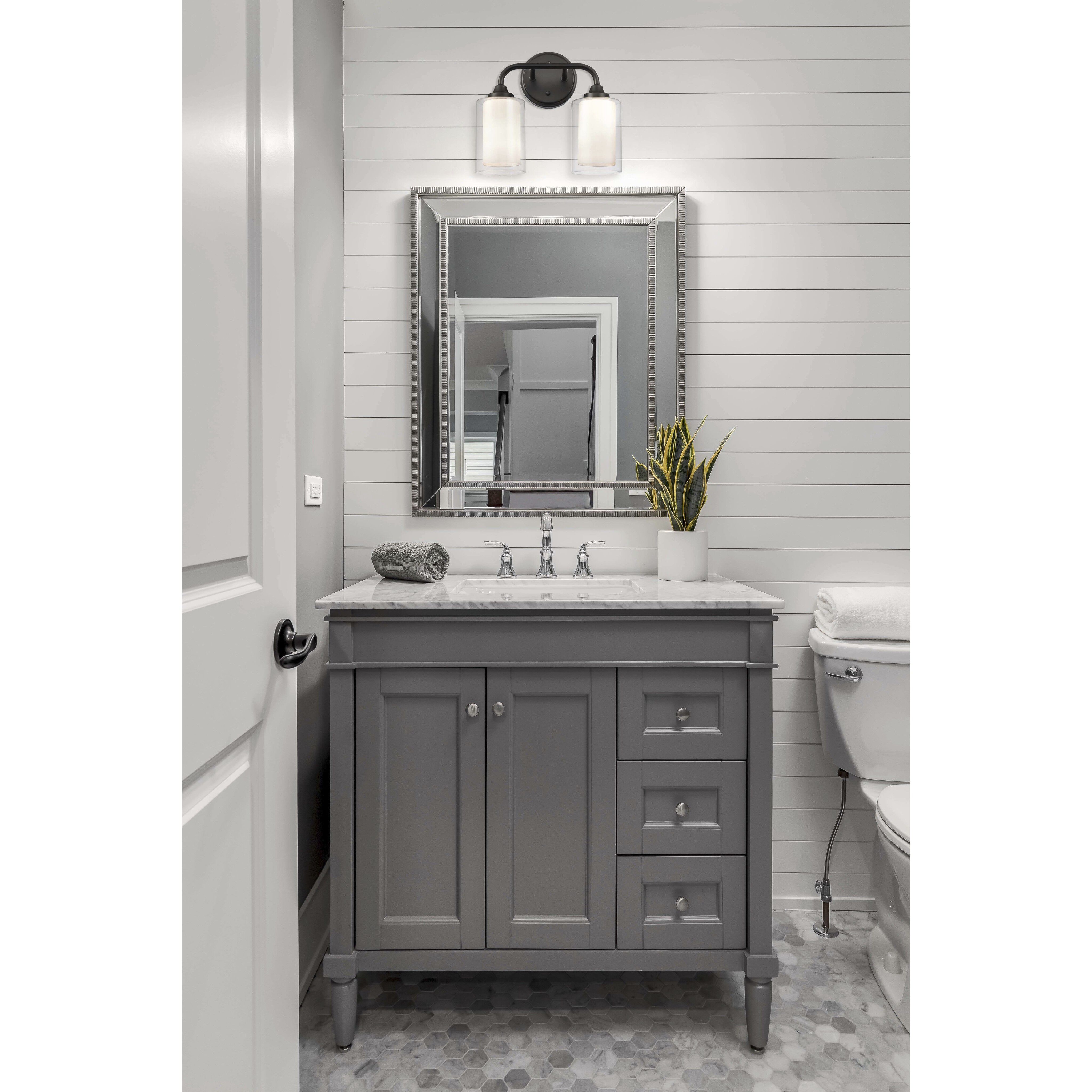 Auralume Fairbank 2 Light 12 inch Matte Black Bath Vanity Light Wall Light in Incandescent