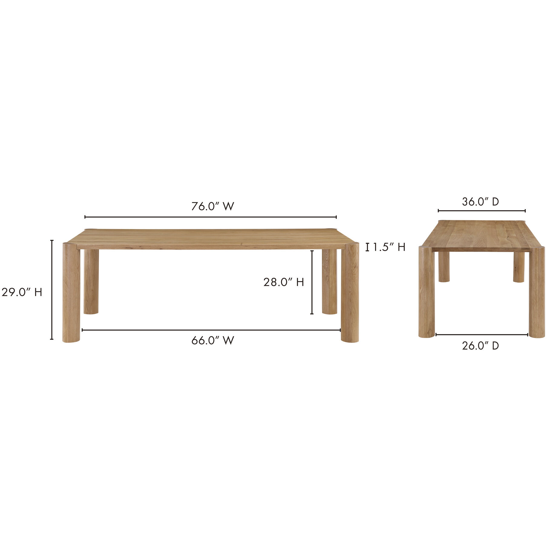 Post 76 X 36 inch White Dining Table, Small