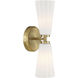 Contemporary 2 Light 5.13 inch Natural Brass Wall Sconce Wall Light
