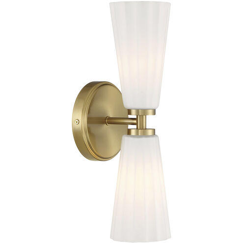 Contemporary 2 Light 5.13 inch Natural Brass Wall Sconce Wall Light