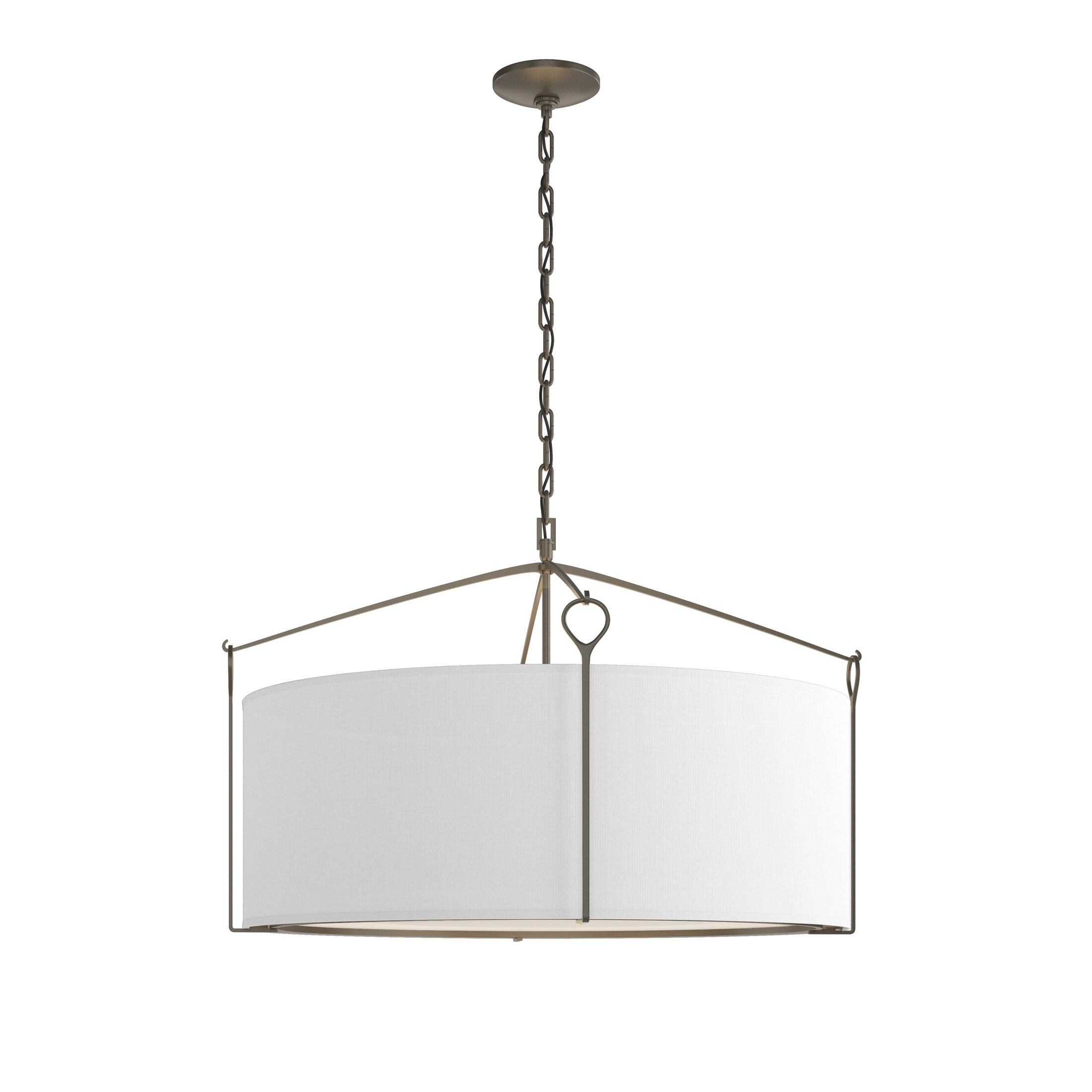 Bow 4 Light 30 inch Dark Smoke Pendant Ceiling Light in Natural Anna, Large