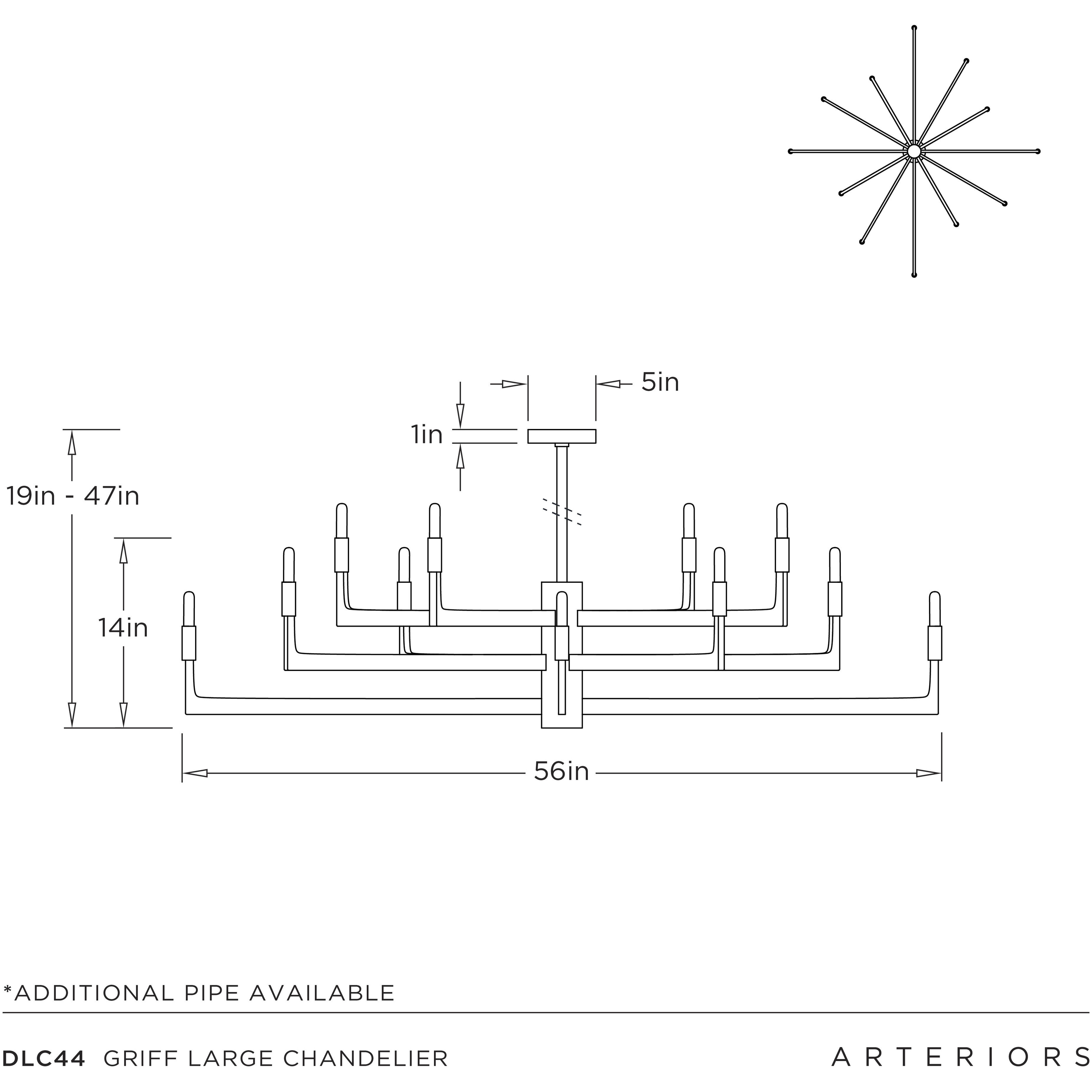 Griff 12 Light 56 inch English Bronze Chandelier Ceiling Light, Large