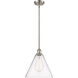 Ballston Cone LED 12 inch Brushed Satin Nickel Mini Pendant Ceiling Light in Seedy Glass