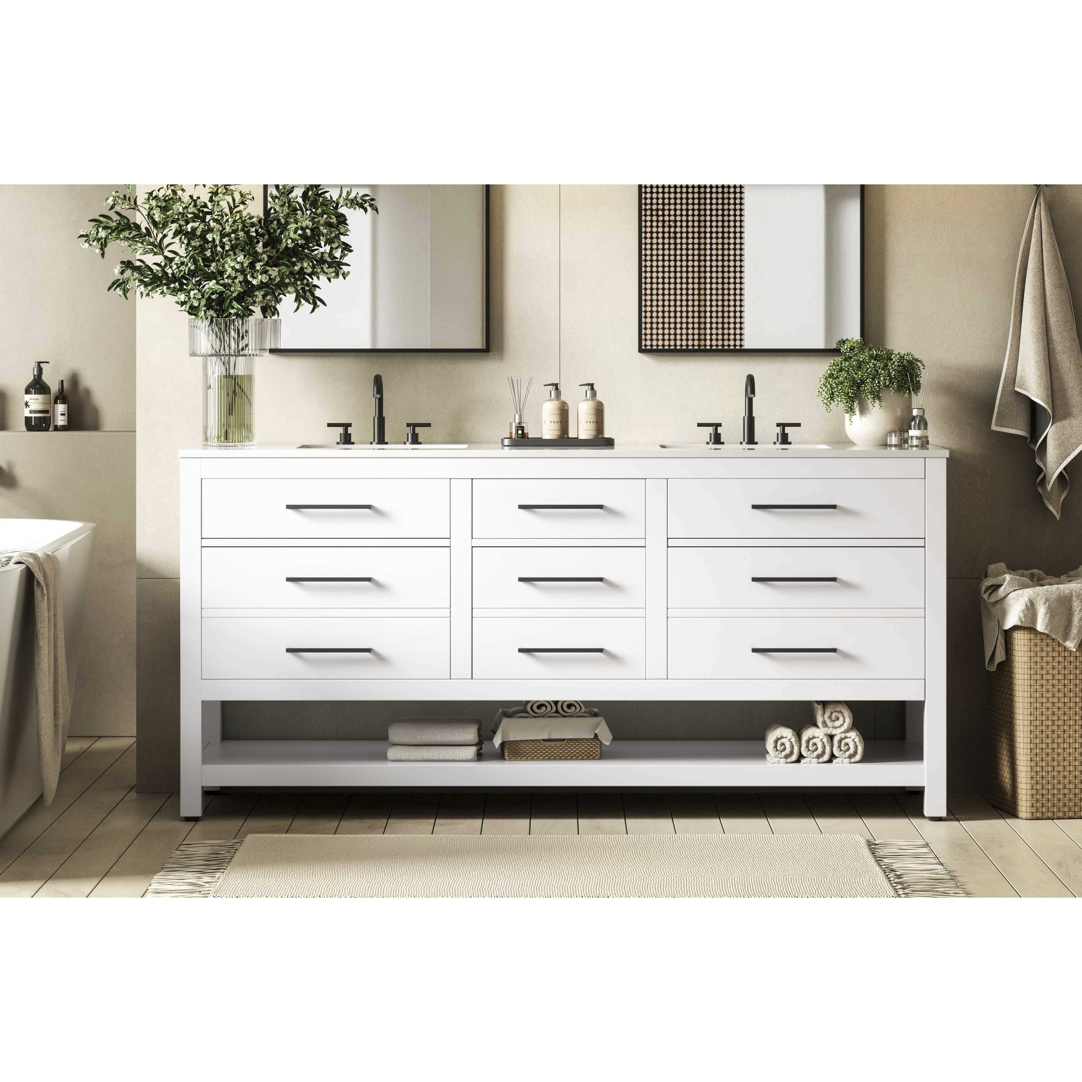 Karson 72 X 34 inch White Bathroom Vanity Cabinet