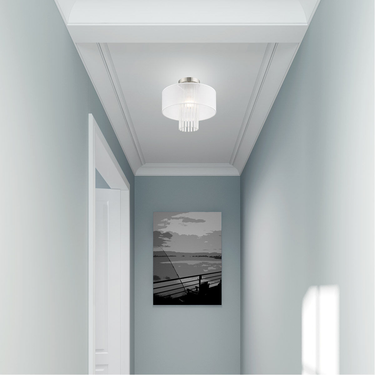 Alexis 1 Light 13 inch Brushed Nickel Semi-Flush Mount Ceiling Light